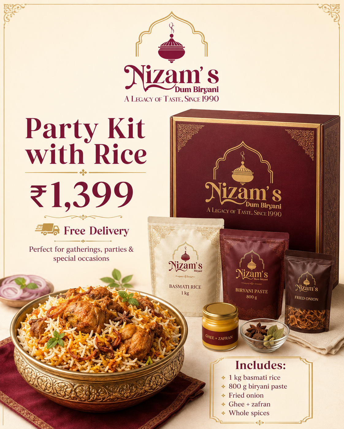 Party Dum Biryani Kit — Rice Included