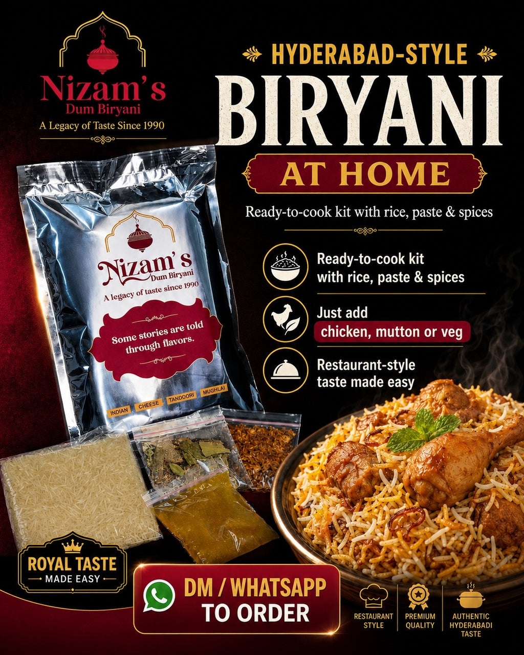2 Packs of Nizam’s Dum Biryani Ready-to-Cook Paste | Restaurant Style Biryani at Home