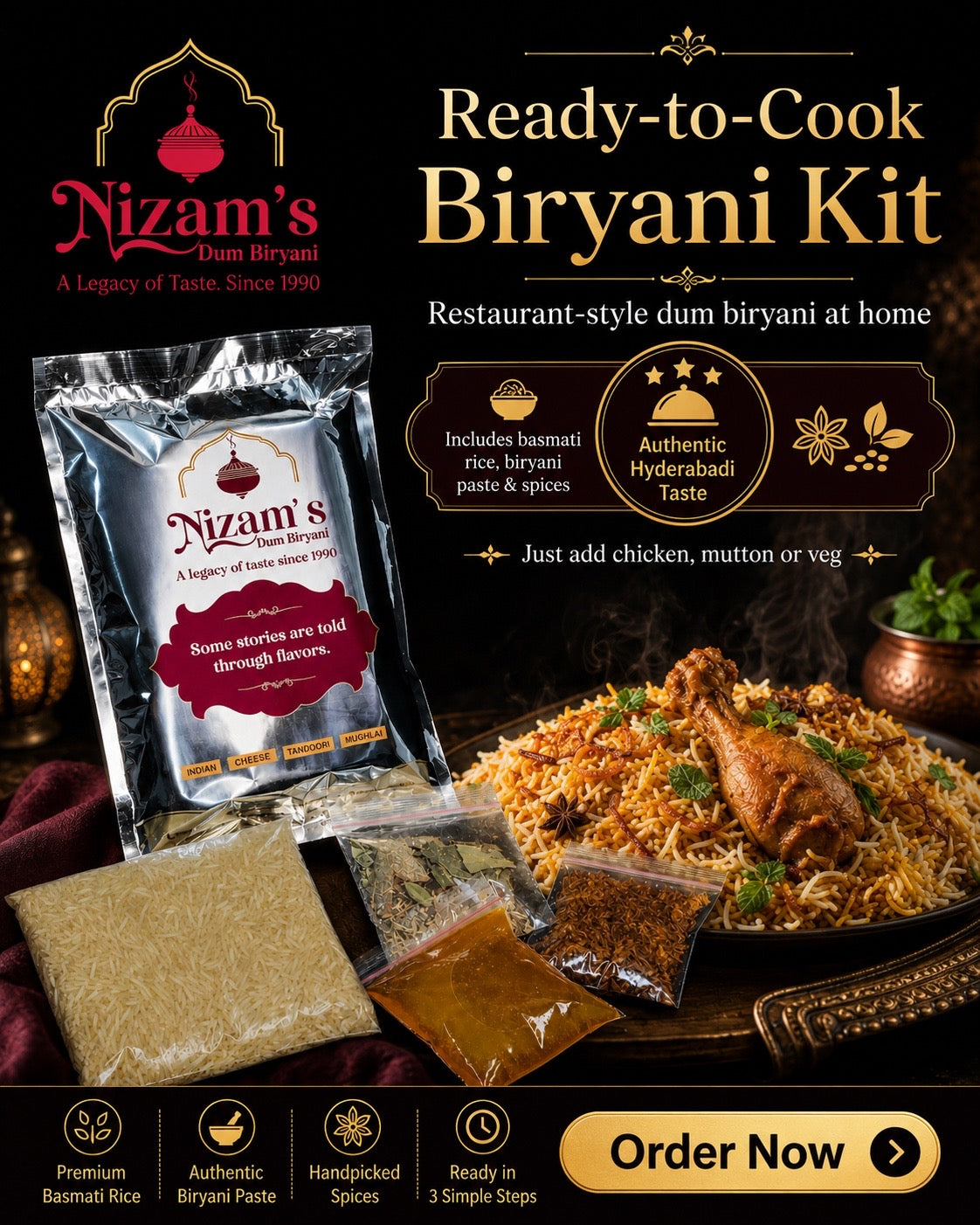 2 Packs of Nizam’s Dum Biryani Ready-to-Cook Paste | Restaurant Style Biryani at Home