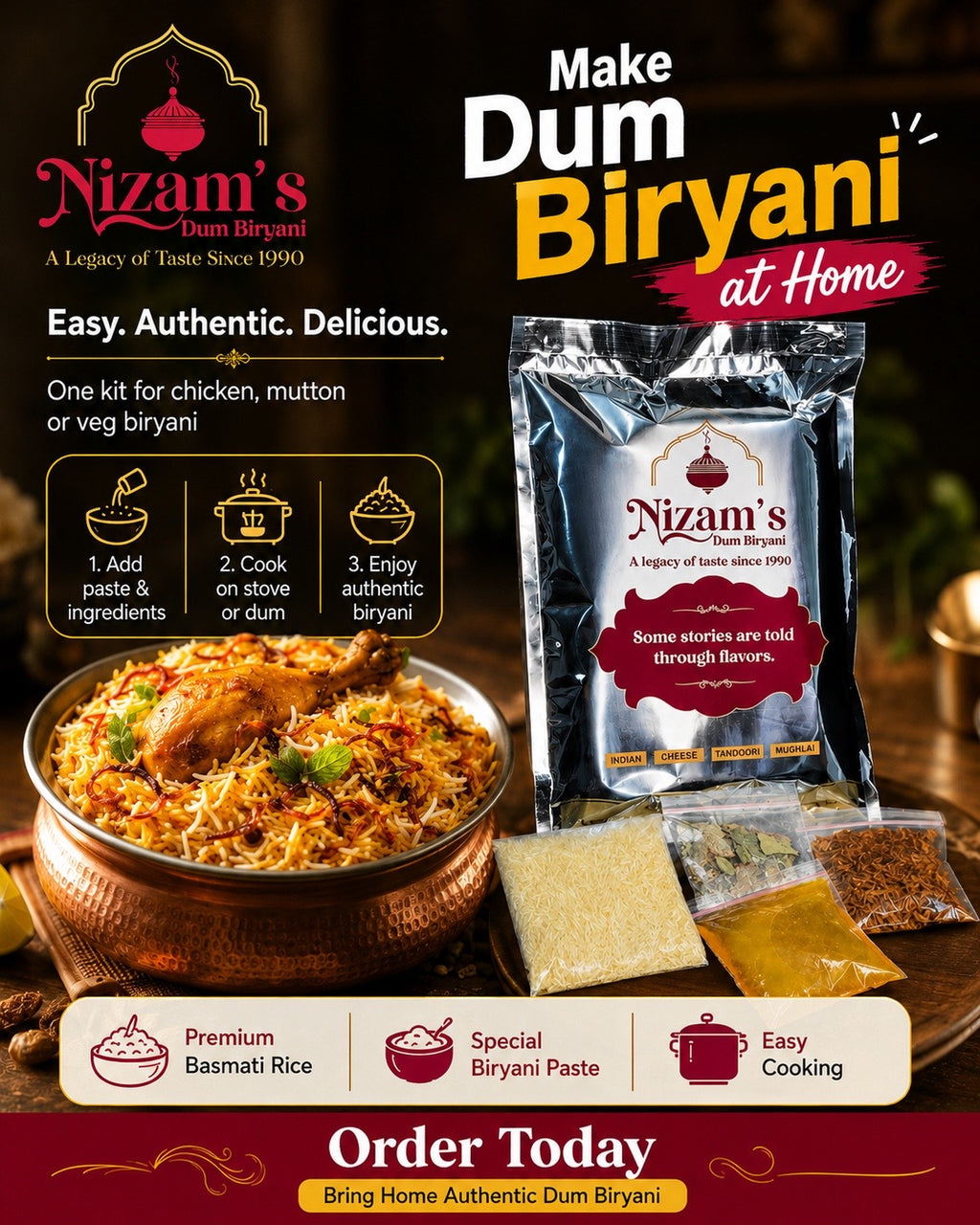 2 Packs of Nizam’s Dum Biryani Ready-to-Cook Paste | Restaurant Style Biryani at Home