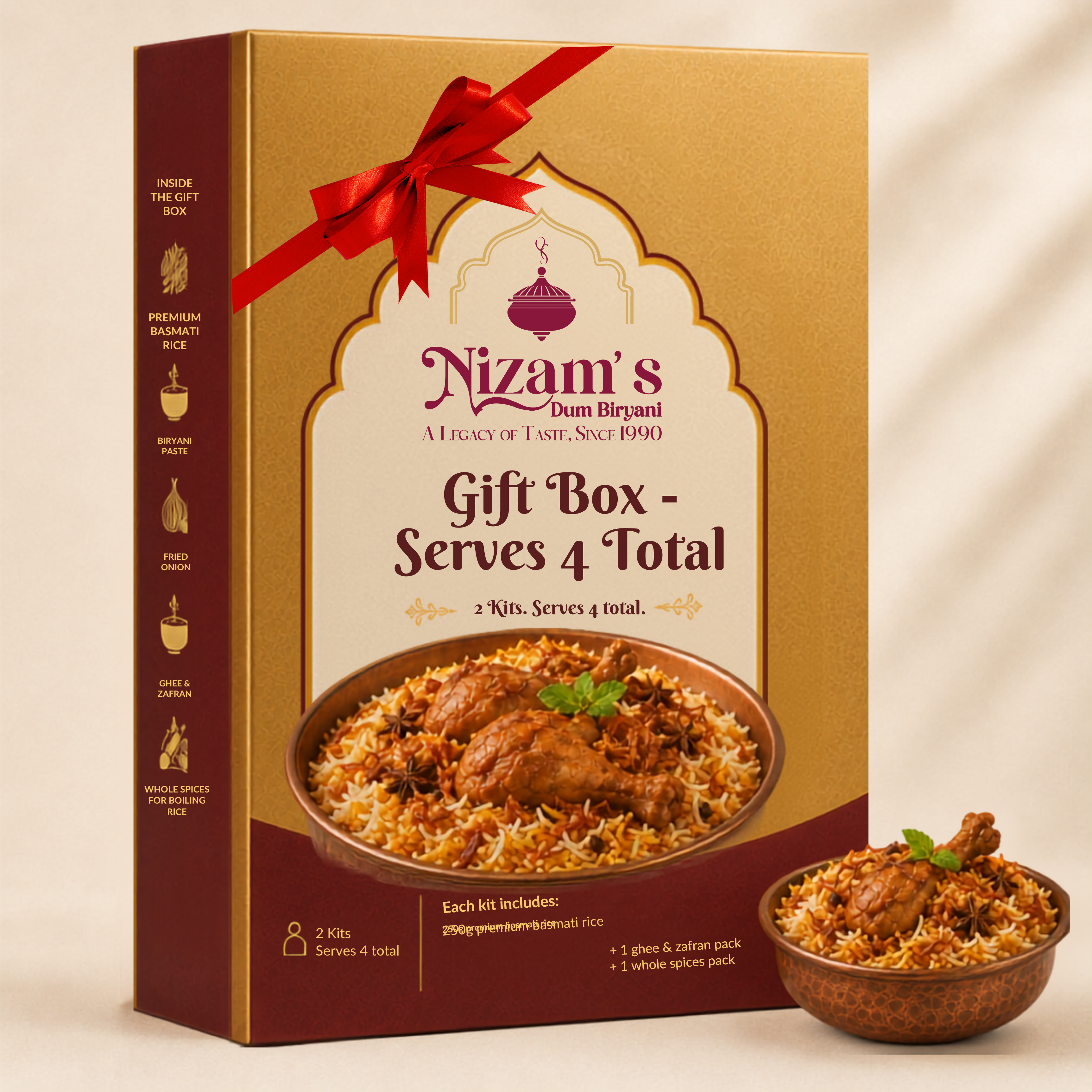 Nizam’s Hyderabadi Dum Biryani Gift Box – 2 × Serves 2 ready-to-cook biryani kit