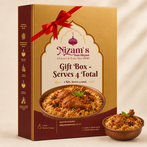 Nizam’s Hyderabadi Dum Biryani Gift Box – 2 × Serves 2 ready-to-cook biryani kit